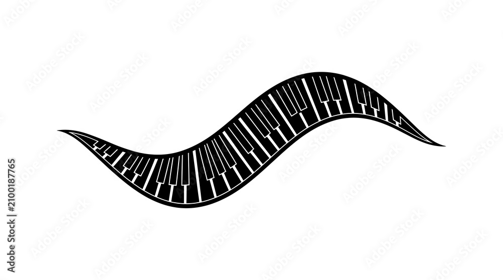 Obraz premium Vector illustration of a wavy black line with white stripes on a white background