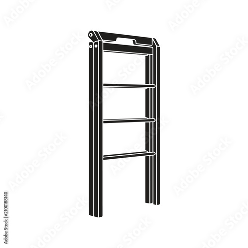 Side profile graphic of a tall folding step ladder with stepladder, equipment