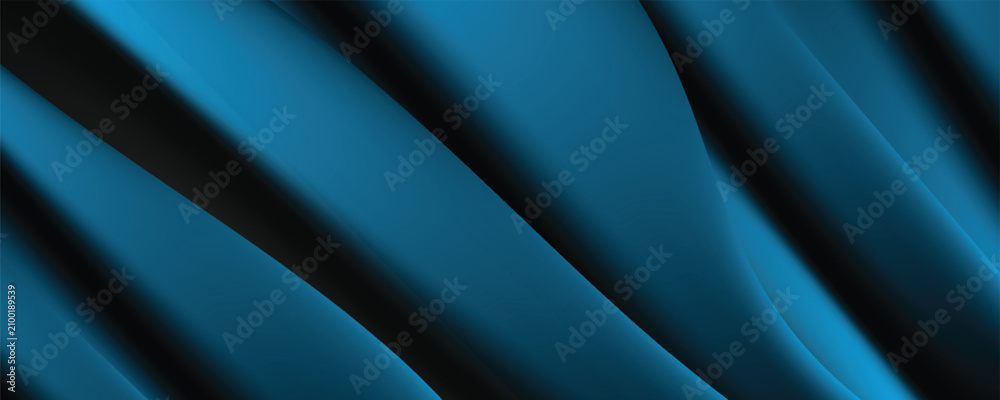 Obraz premium Abstract dark blue elegant wavy background. Luxury silk fabric fold texture or dynamic smooth metallic curtain panel for premium tech banner, corporate cover, or minimalist backdrop.