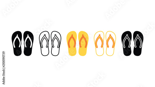 Foto Collection of colorful flip flops in different styles and colors side by side