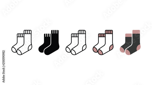 Quadro su tela Collection of various colored sock icons in different styles and colors