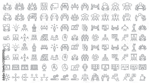 Foto Various icons depicting everyday objects and symbols are shown.