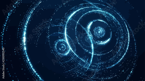 Принти на полотні Glowing blue swirls create a mesmerizing digital art piece in space