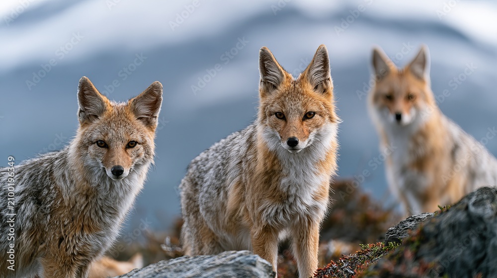 Obraz premium Patagonian foxes live in the mountains of Patagonia.