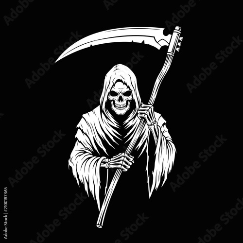 Grim Reaper with Scythe, Symbol of Death and Mortality.