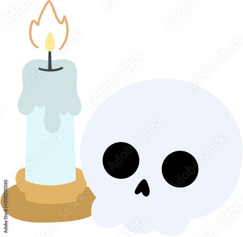 Little white skull and dripping candle character for Halloween decoration