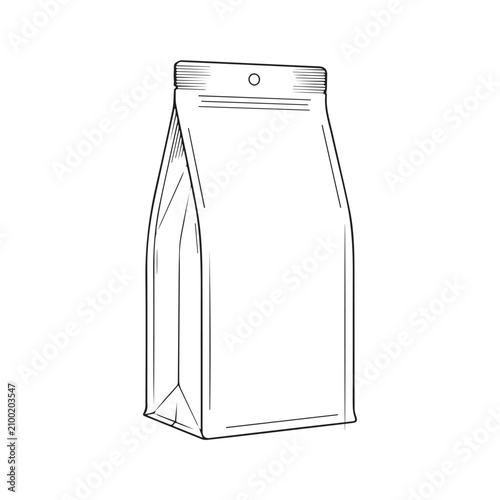 Cuadro en lienzo Illustration of a sealed gusseted packaging bag for retail with hole punch