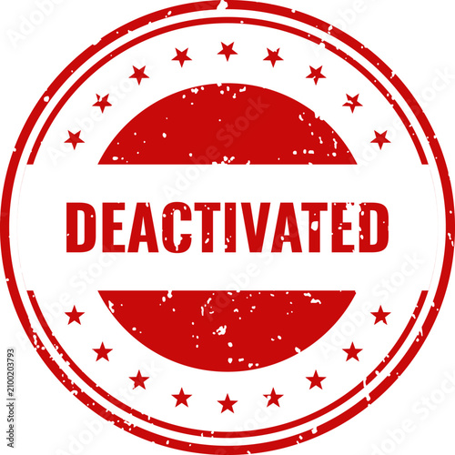 Deactivated stamp with stars red ink grunge effect for status notifications