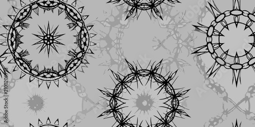 Bilde på lerret Dark tribal tattoo ornament pattern on a gray background