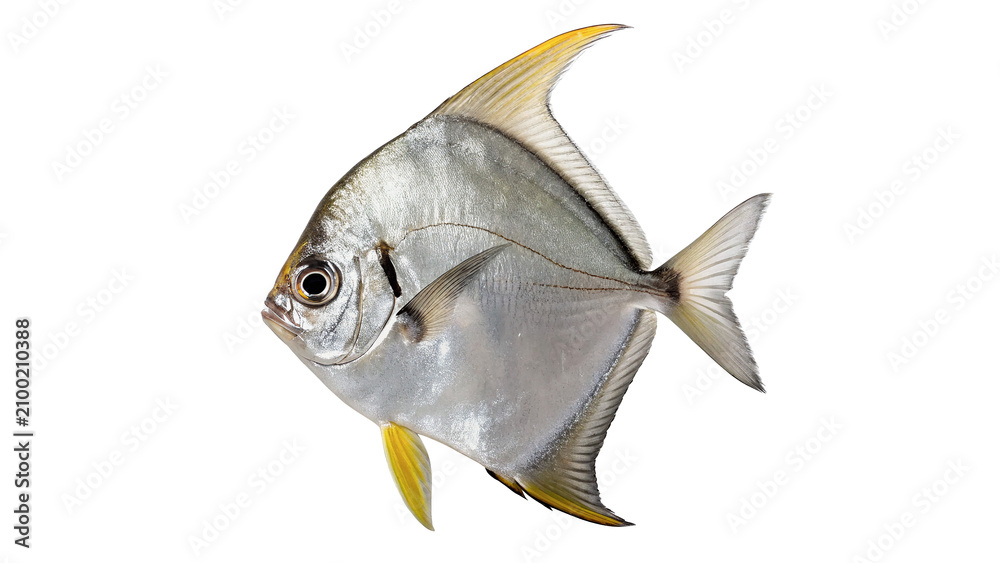 Εκτύπωση καμβά Silver diamond mono tropical fish swimming aquarium view isolated on transparent