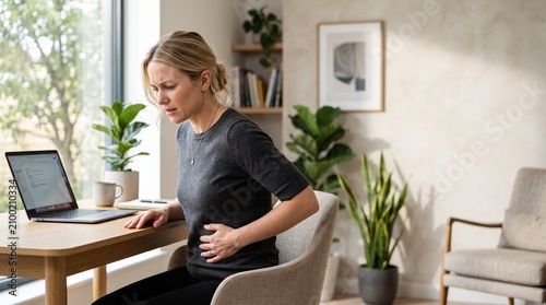 Woman with Lower Back Pain at Home