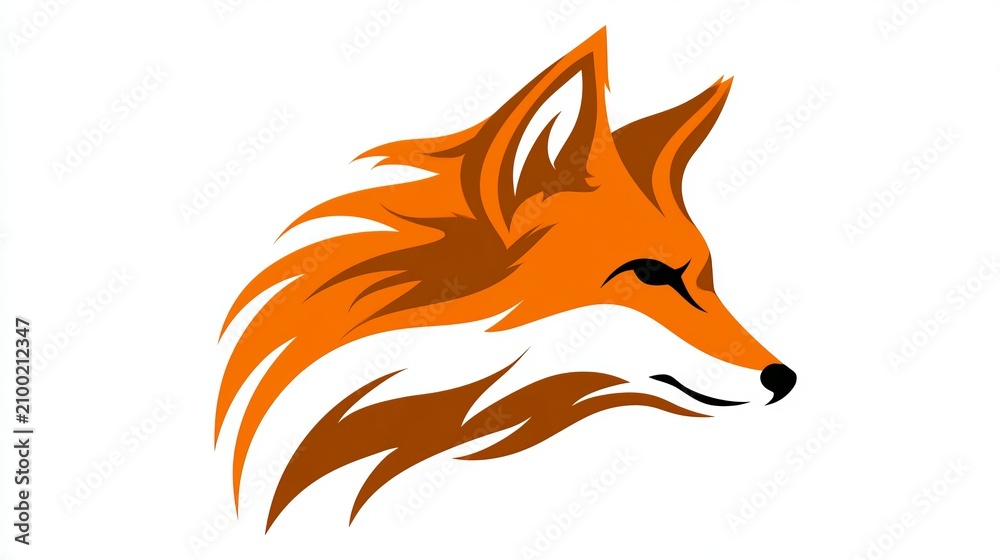 Fototapeta premium Simple fox head logo. Artistic fox look.
