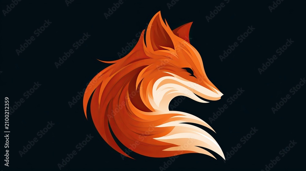 Fototapeta premium Simple fox head logo. Artistic fox look.