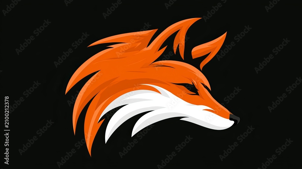 Fototapeta premium Simple fox head logo. Artistic fox look.