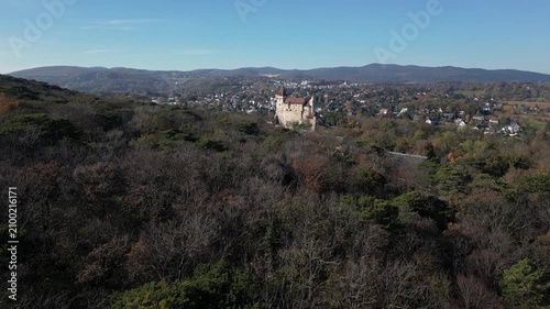 Aerial view of Vienna, Austria, drone flying towards the beautiful city, 4k