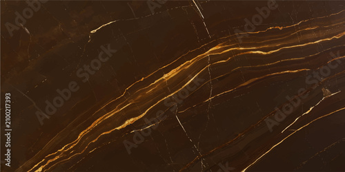 Tablou pe pânză Luxury dark brown marble texture background with prominent golden veins for eleg