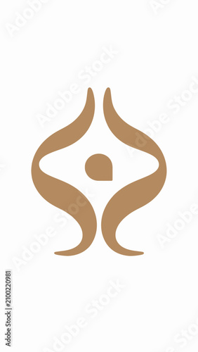 A minimalist logo design featuring abstract human figure.