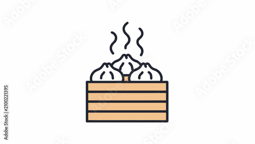 Steaming hot dumplings in a basket.
