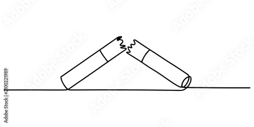Obraz na plátne Broken cigarette continuous line drawing representing smoking cessation and heal