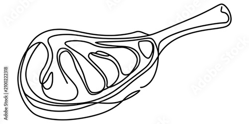 Tableau sur toile Continuous single line drawing of a raw beef steak piece