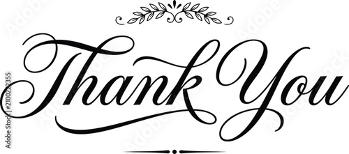 Handwritten thank you calligraphy on vintage card. Elegant script gratitude message for invitations and stationery.