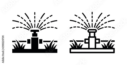 Foto Automatic garden lawn sprinkler irrigation icon