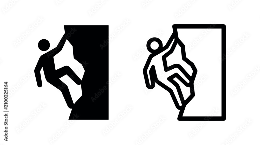Fototapeta premium Rock climber scaling cliff face icon