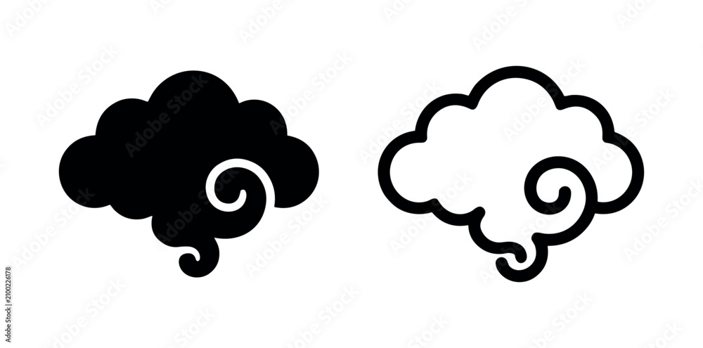 Obraz premium Swirl cloud or wind spiral icons