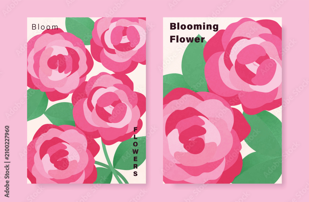 Fototapeta premium Modern floral card background vector. Minimal hand drawn botanical flowers template background. Design illustration for wedding, vip cover, poster, rsvp modern card, birthday party.