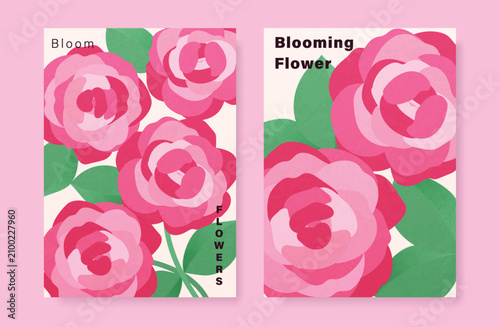 Modern floral card background vector. Minimal hand drawn botanical flowers template background. Design illustration for wedding, vip cover, poster, rsvp modern card, birthday party.