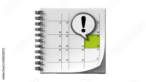 Принти на полотні Isolated ring-bound desk calendar with highlighted date and important reminder i