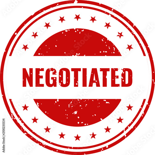 Negotiated stamp red ink circle with stars agreement confirmation contract finalization symbol