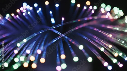 Vibrant Fiber Optic Light Cables Glowing In Colorful Abstract Technology Scene Illustrating Digital Communication And Connectivity