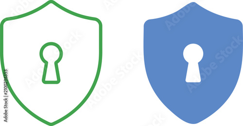 Photography Two shields with keyhole symbols, one green