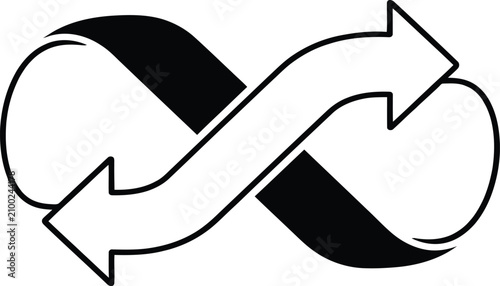 Tableau sur toile Continuous loop symbol with arrows representing infinity and reciprocal processe