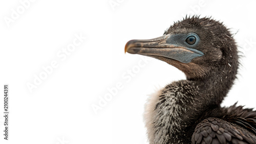 Tableau sur toile Detailed close up head portrait of cormorant seabird isolated on transparent bac
