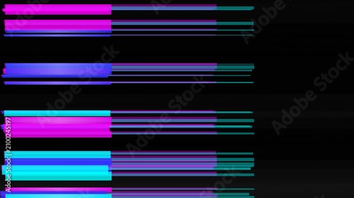 Abstract glowing bars of magenta, blue, and teal on a dark background, symbolizing digital progress or data visualization