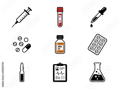 Medical supplies and equipment icons 1.