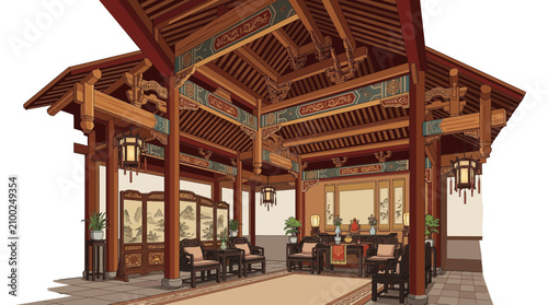 Konstfotografi Traditional Chinese Interior Design: Ancient Architecture and Furniture