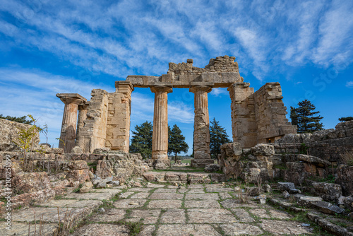 Ruins of the temple of Zeus in Cyrene show ancient architecture and historical importance in Eastern Libya
