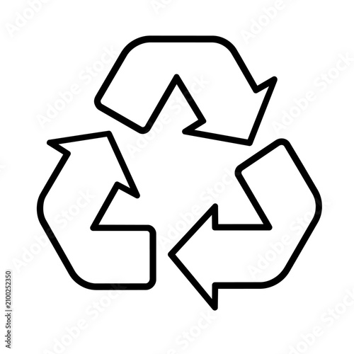 Black outline of recycling symbol with three arrows