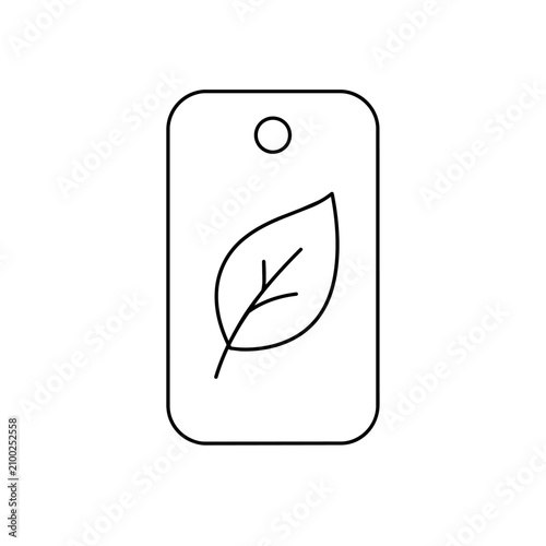 Simple vector graphic of a leaf on a tag design