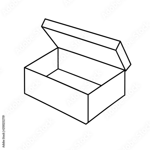 Simple line drawing of an open cardboard box illustration design