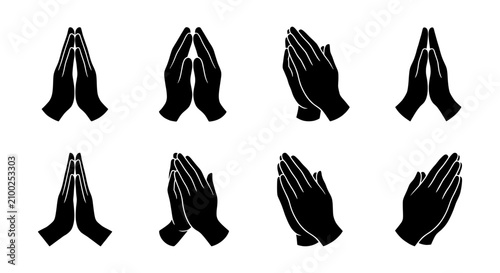 Konstfotografi Praying Hands Icons, Gesture Set, Spiritual Symbol, Religious Hands, Hope, Faith