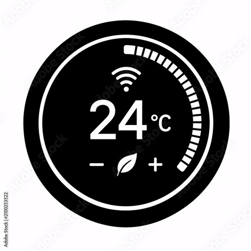 Silhouette of a Smart Home Thermostat Isolated on White Background