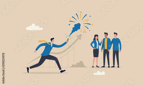 Quadro su tela Advantag innovation for success, leadership concept, businessman prepare start r