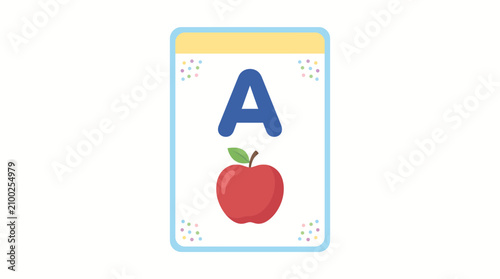 Educational Flashcard Featuring The Letter A And An Apple For Kids Learning Back To School Basics And Literacy Skills