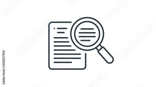 Document review with magnifying glass line icon legal audit investigation and compliance checks