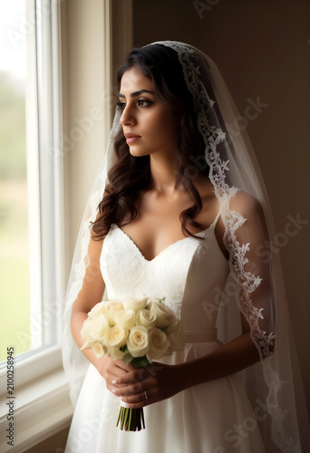 Elegant bride in white wedd...