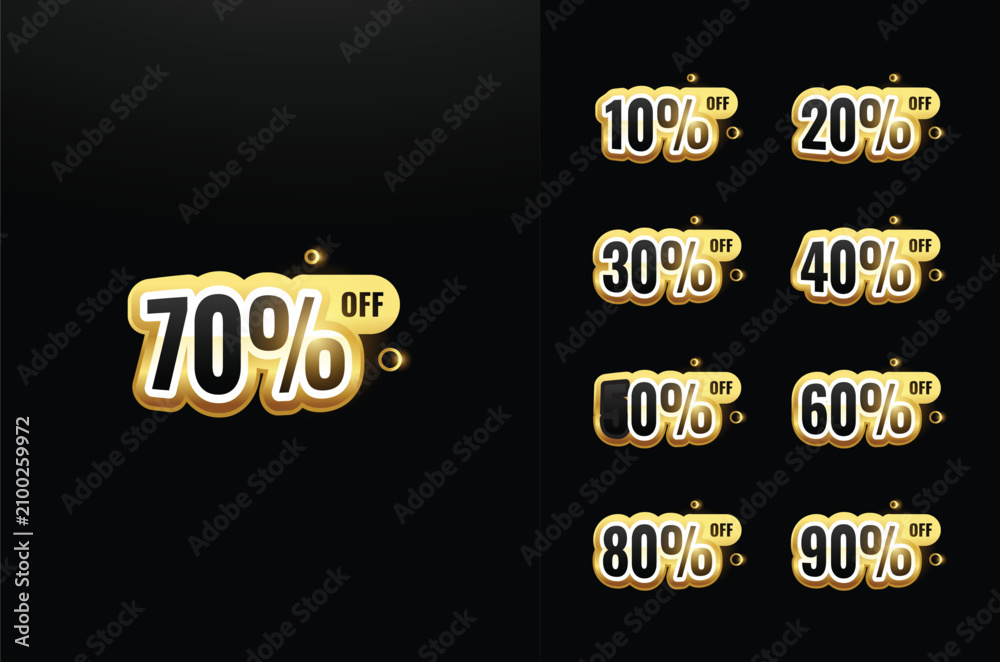 Fototapeta premium Collection of 3D Discount Numbers for Advertising-03